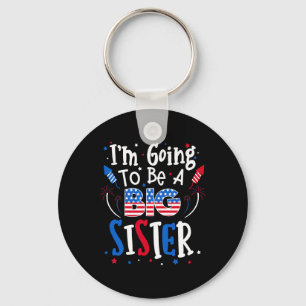 Big Sister Cute 4th Of July Pregnancy Announcement Key Ring