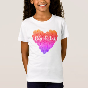 Big Sister Cute Beautiful Text Pink Purple Heart T-Shirt