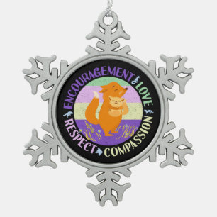 Big Sister - Cute Fox New Baby Sibling Love Snowflake Pewter Christmas Ornament