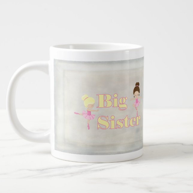 Big Sister Dancing Ballerina Sibling   Large Coffee Mug (Left)