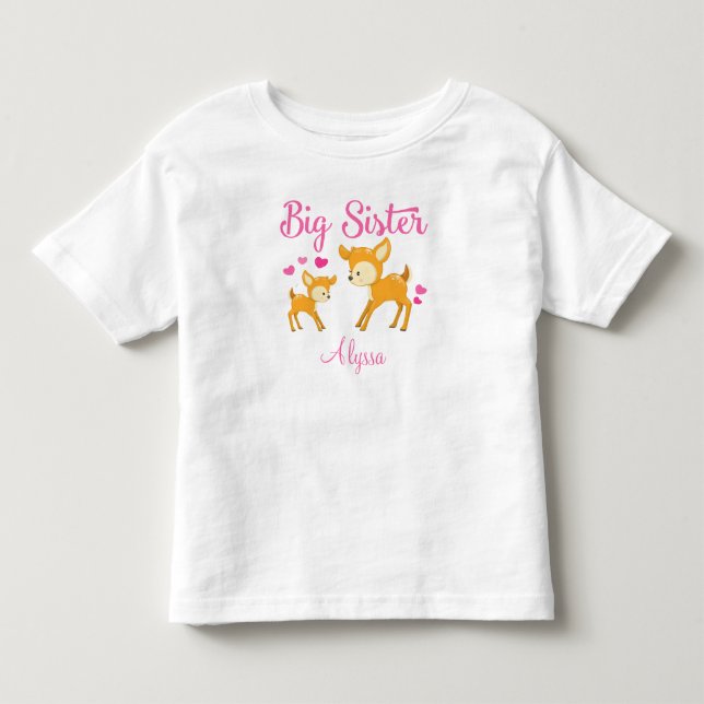 Big Sister Deer Personalised T-shirt (Front)
