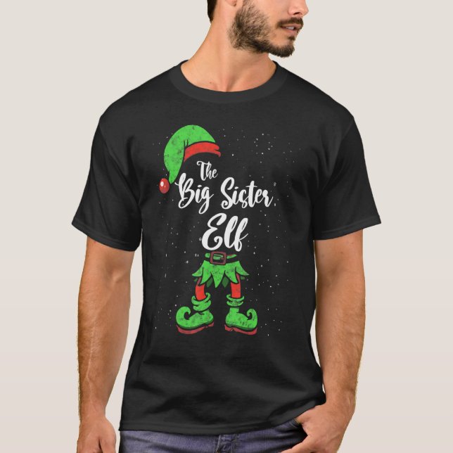 Big Sister Elf Matching Family Christmas Pajama Co T-Shirt (Front)