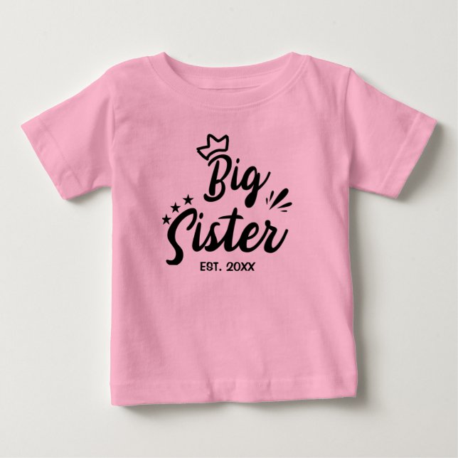 Big Sister EST 2021, pregnancy reveal Baby T-Shirt (Front)