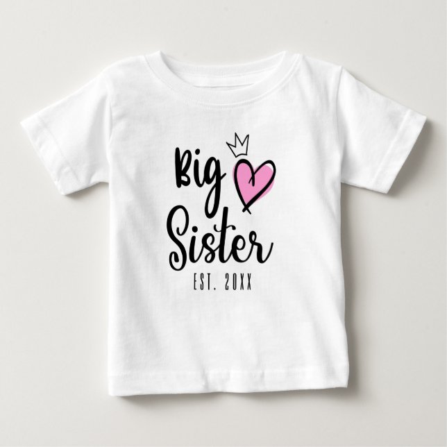 Big Sister EST 2021, pregnancy reveal Baby T-Shirt (Front)