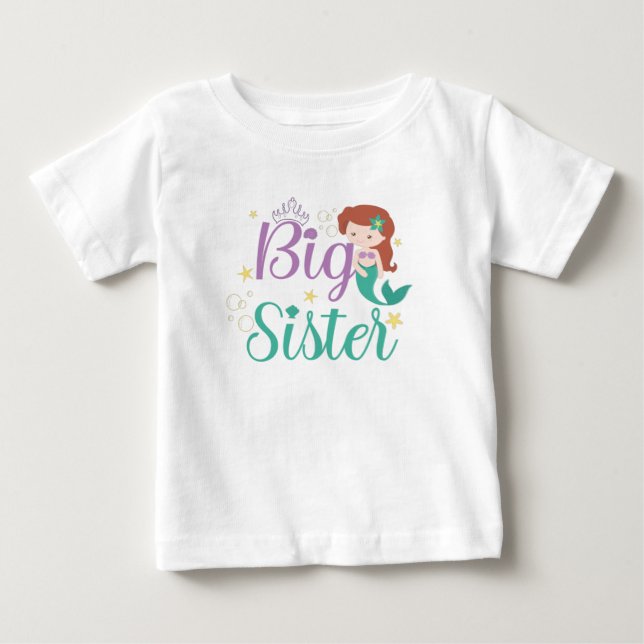 Big Sister Est 2022, Big Sister Mermaid Baby T-Shirt (Front)