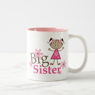 Big Sister Ethnic Stick Figure Girl Two-Tone Coffee Mug