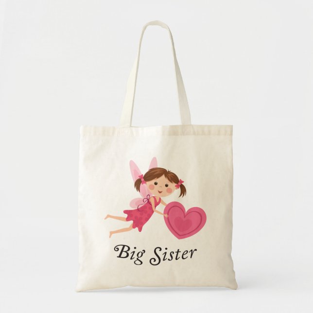 Big sister fairy with love heart tote bag (Front)