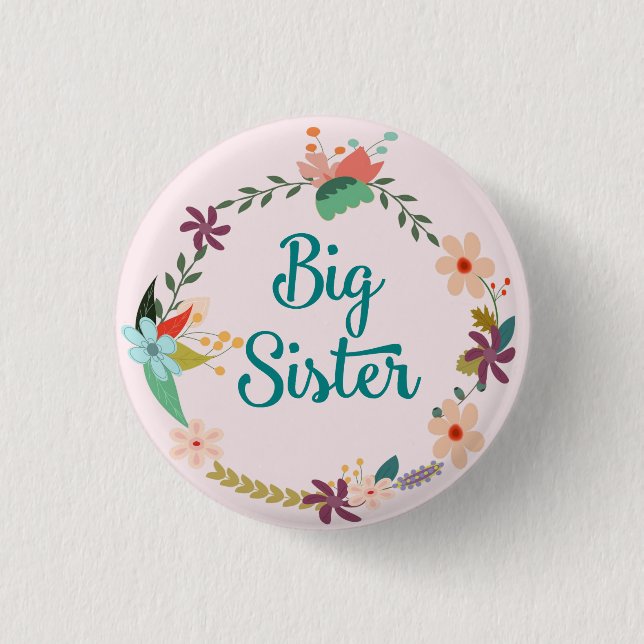 Big Sister Floral Wreath Pin (Front)