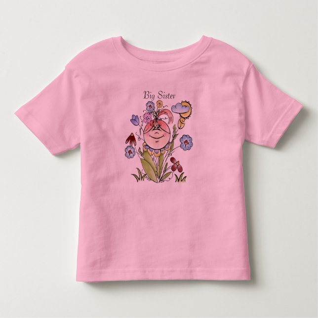 Big Sister Flower Garden Fairy Toddler T-Shirt (Front)