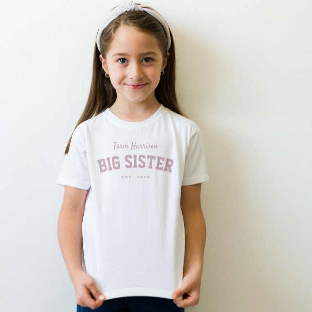 Big sister fun sporty personalised pink T-Shirt (Creator Uploaded)