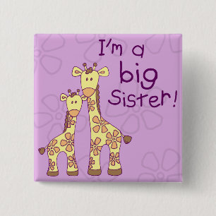 Big Sister Giraffe 15 Cm Square Badge