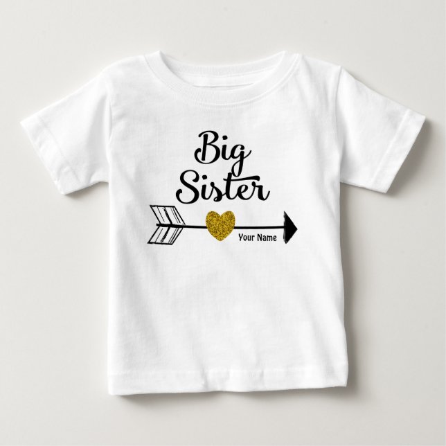 Big Sister Gold Arrow Personalised Shirt (Front)