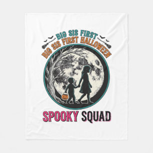 Big Sister Halloween Shirt for Her First Spooky Se Fleece Blanket