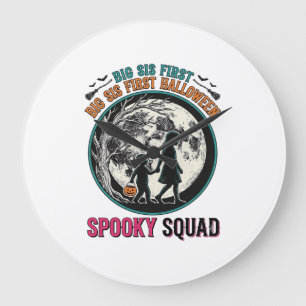 Big Sister Halloween Shirt for Her First Spooky Se Large Clock