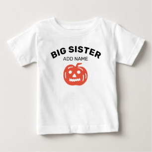 Big Sister Happy Halloween Pumpkin Personalized Baby T-Shirt
