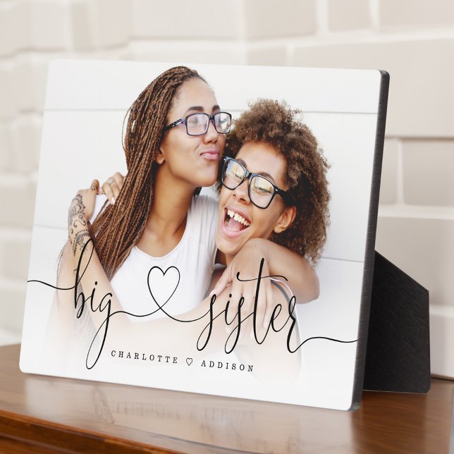 Big Sister Heart Script Gift For Sisters Photo Pla Plaque (Big Sister Heart Script Gift For Sisters Photo Pla Plaque)