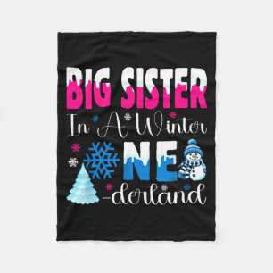 Big Sister In A Winter Onederland Bday Girl Sweet  Fleece Blanket