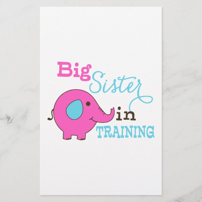 Big Sister in Training Elephant Stationery (Front)