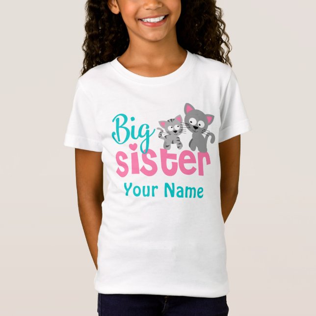 Big Sister Kitty Cat Personalised Shirt (Front)