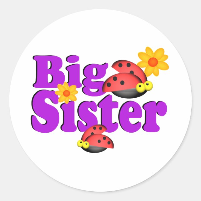 Big Sister Ladybug Classic Round Sticker (Front)