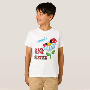 Big Sister Ladybug Daisy Flower Personalised T-Shirt