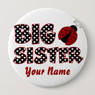 Big Sister Ladybug Red Personalised Button