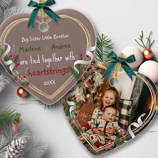 Big Sister Little Brother Love Quote Custom Photo Ornament (Creator Uploaded)