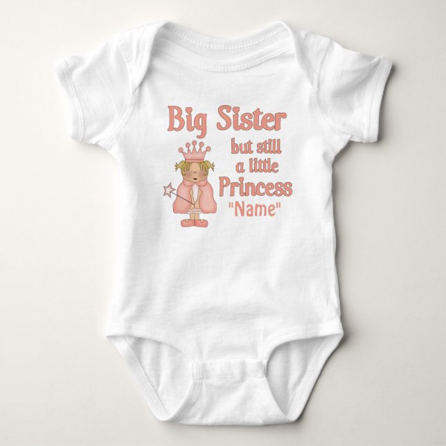 Big Sister Little Princess Personalised T-shirt Baby Bodysuit (Front)