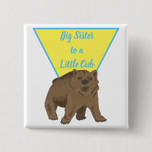 Big Sister Little Sister Bear Cub 15 Cm Square Badge