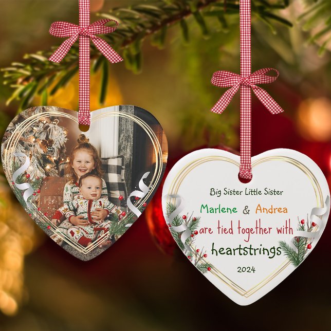 Big Sister Little Sister Love Quote Custom Photo Ornament (Creator Uploaded)