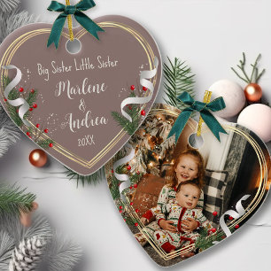 Big Sister Little Sister Sibling Love Photo  Ceramic Tree Decoration