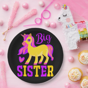 Big Sister Magical Unicorn Paper Plate