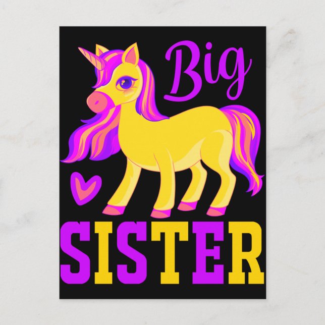 Big Sister Magical Unicorn Postcard (Front)