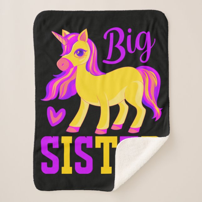 Big Sister Magical Unicorn Sherpa Blanket (Front)