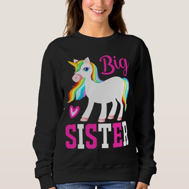 Big Sister Magical Unicorn w/ Rainbow Mane & Tail Sweatshirt (Front)