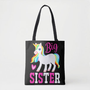 Big Sister Magical Unicorn w/ Rainbow Mane & Tail Tote Bag