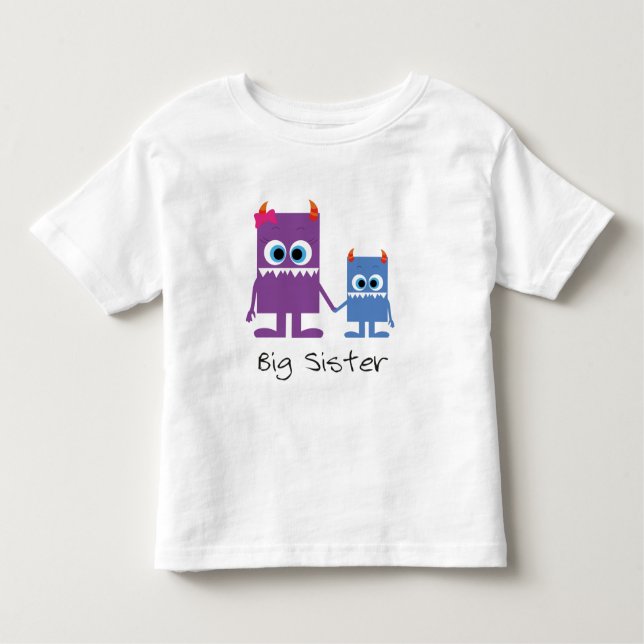 "big sister" Monster brothers and sisters blue lil Toddler T-Shirt (Front)