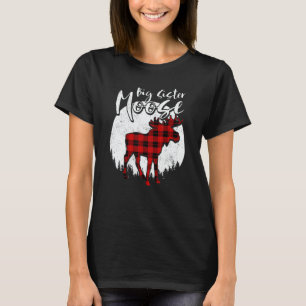 Big Sister Moose Red Plaid Buffalo Matching Family T-Shirt