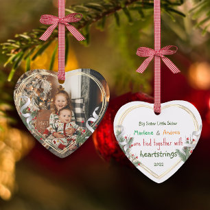 Big Sister New Baby Gold Frame Custom Photo  Ceramic Tree Decoration