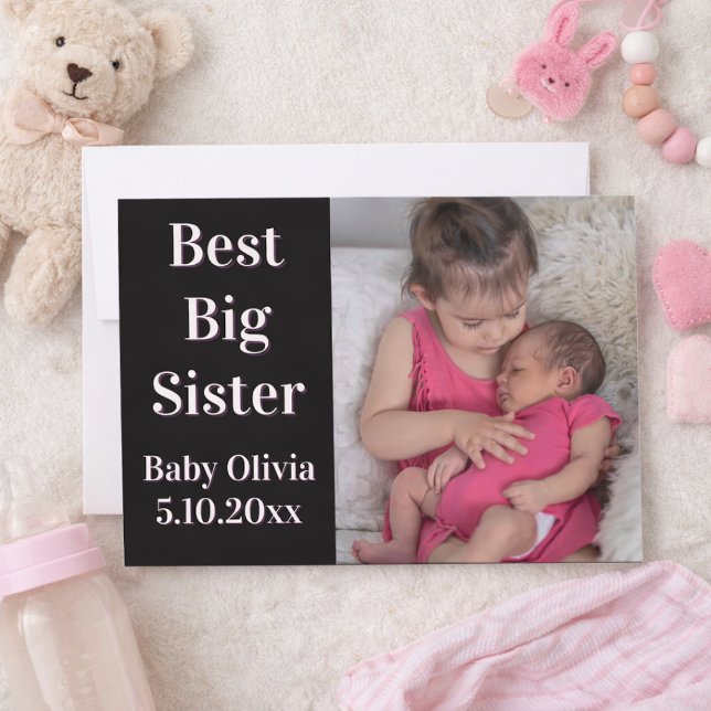 Big Sister New Sibling Photo Birth Announcement (Creator Uploaded)