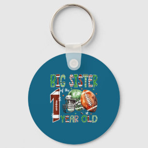 Big Sister Of The 1 Year Old Football Lover 1st Bi Key Ring