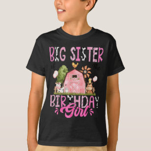 Big Sister Of The Birthday Girl Cute Farm Cow Birt T-Shirt