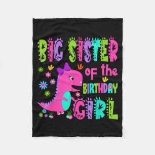 Big sister of the birthday girl saurus rex fleece blanket