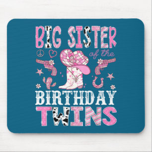 Big Sister Of The Birthday Twins Nk Rodeo Cowgirl Mouse Pad