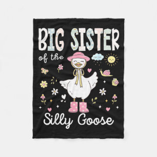 Big sister of the silly goose 1st birthday girl fleece blanket