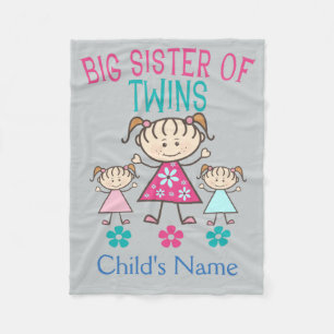 Big Sister of Twins Fleece Blanket