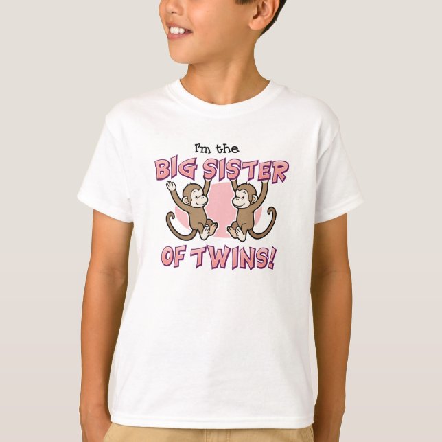Big Sister of Twins - Monkey t-shirts (Front)
