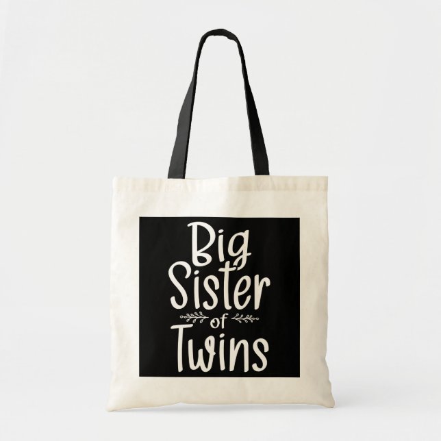 Big Sister Of Twins Twin Brother Boy Girl Sibling Tote Bag (Front)