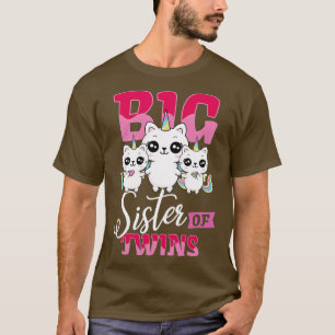 Big Sister of Twins  Twin Unicorn Cats Girls  T-Shirt