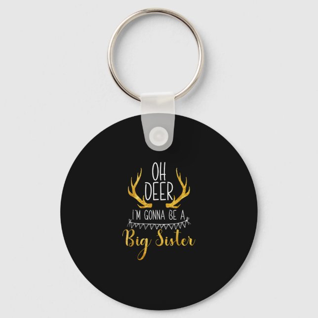 Big Sister Oh Deer Baby Announcement Cute Keychain (Front)